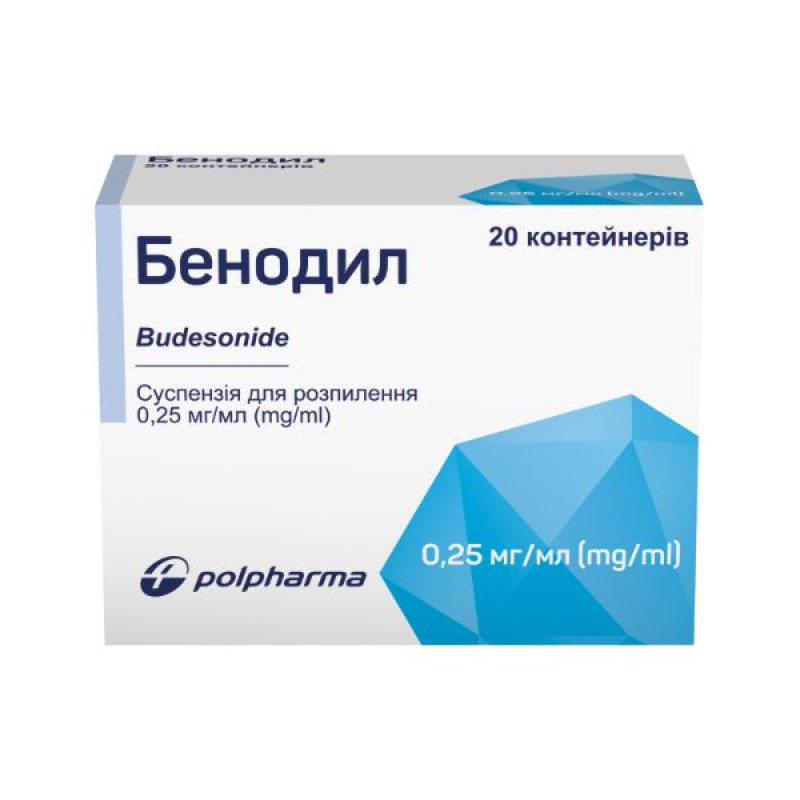 Бенодил суспензия для ингаляции 0,25мг/мл 2мл №20