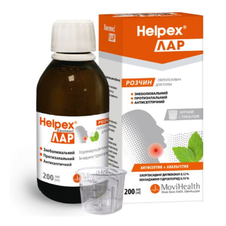 Helpex Lar throat rinse solution 120 mg + 150 mg bottle 200 ml