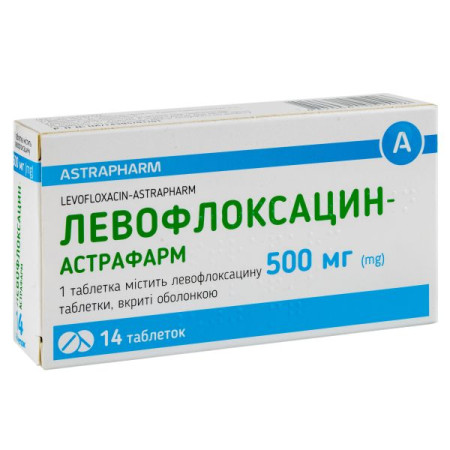 Левофлоксацин-Астрафарм таблетки вкриті оболонкою 500 мг блістер №14