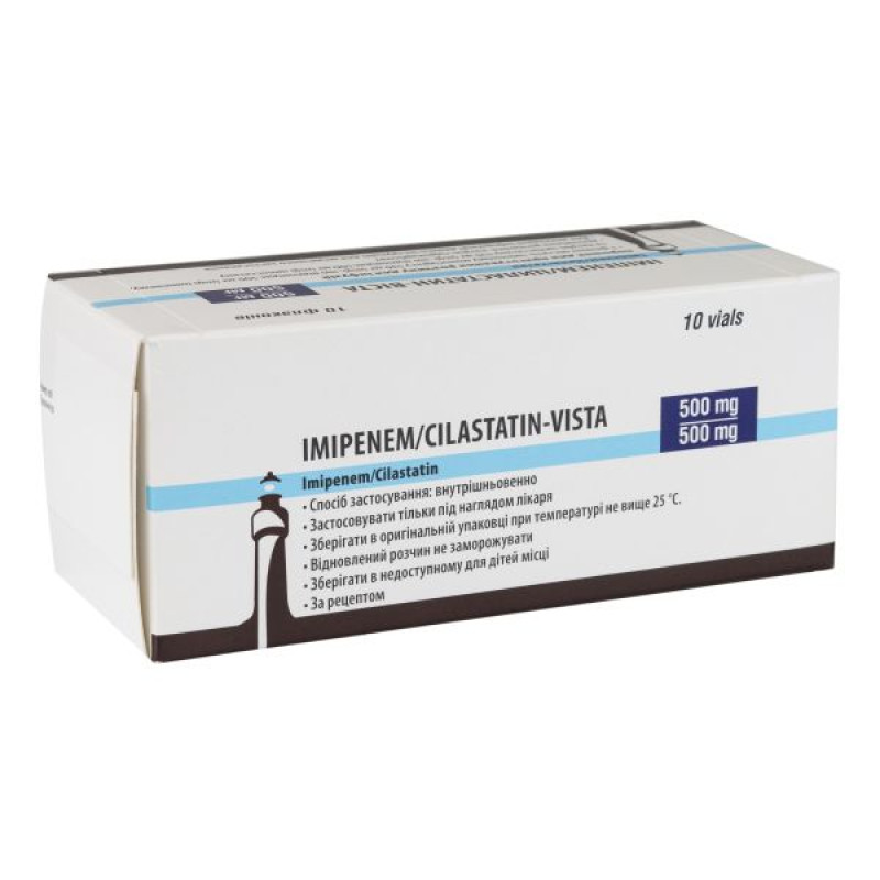 Imipenem Cilastatin-Vista powder for preparation of solution for infusions 0.5/0.5 g bottle No. 10