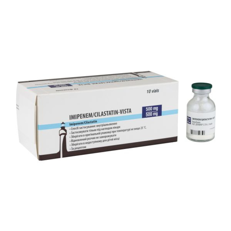 Imipenem Cilastatin-Vista powder for preparation of solution for infusions 0.5/0.5 g bottle No. 10