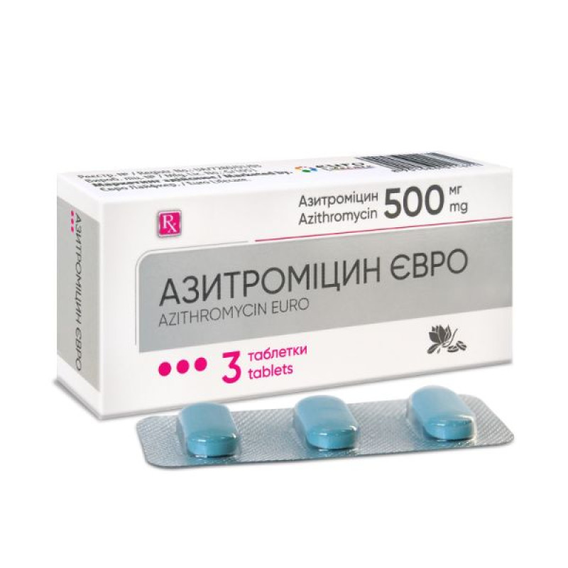 Azithromycin Euro film-coated tablets 500 mg blister No. 3