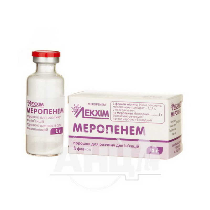Meropenem powder for solution for injection 1 g vial No. 1