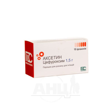 Axetin powder for solution for injection 1.5 g bottle No. 10