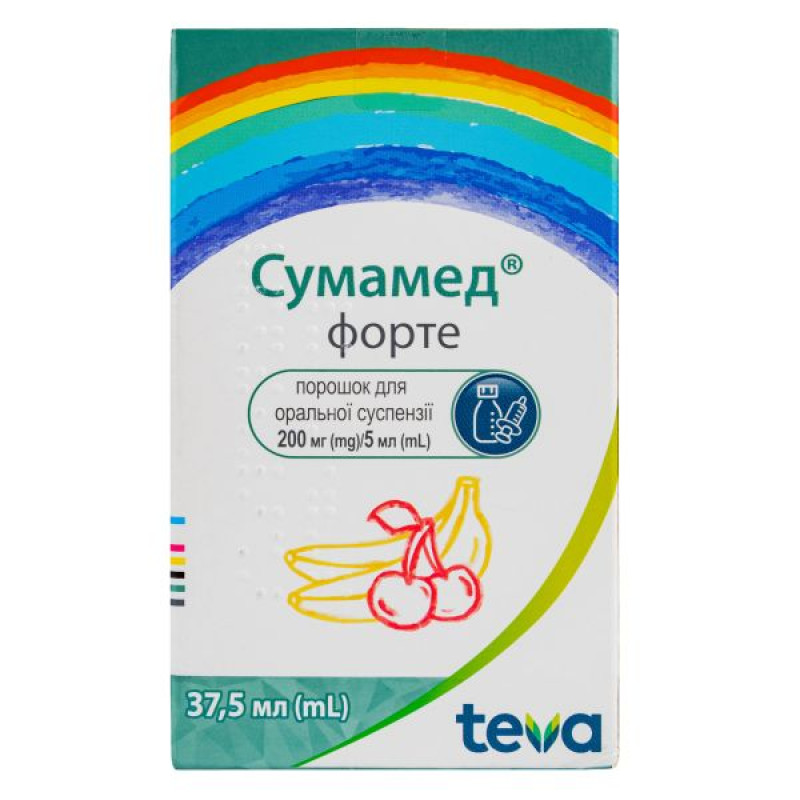 Сумамед форте порошок для оральной суспензии 200 мг/ 5 мл флакон 37,5 мл