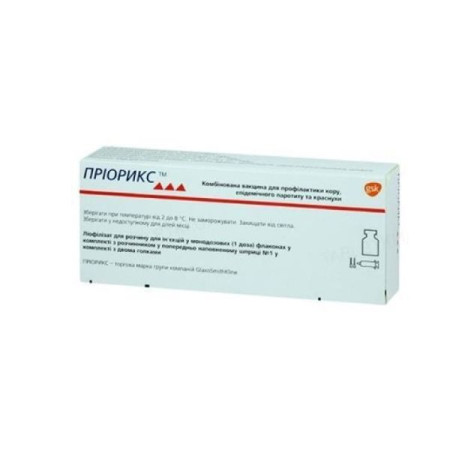 Priorix lyophilized powder for injection 1 dose single-dose vial with solvent in a syringe + 2 needles
