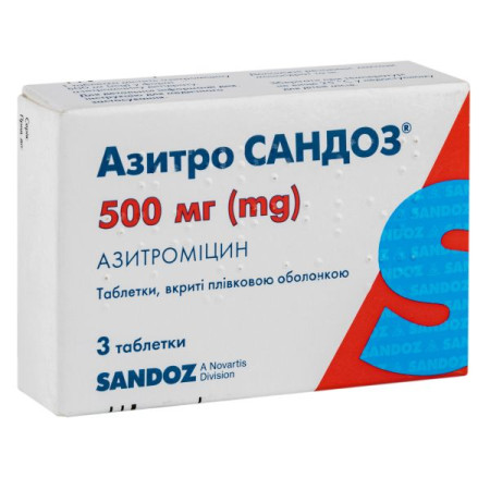 Azitro Sandoz film-coated tablets 500 mg blister No. 3