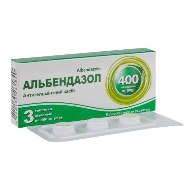Albendazole chewable tablets 400 mg blister No. 3