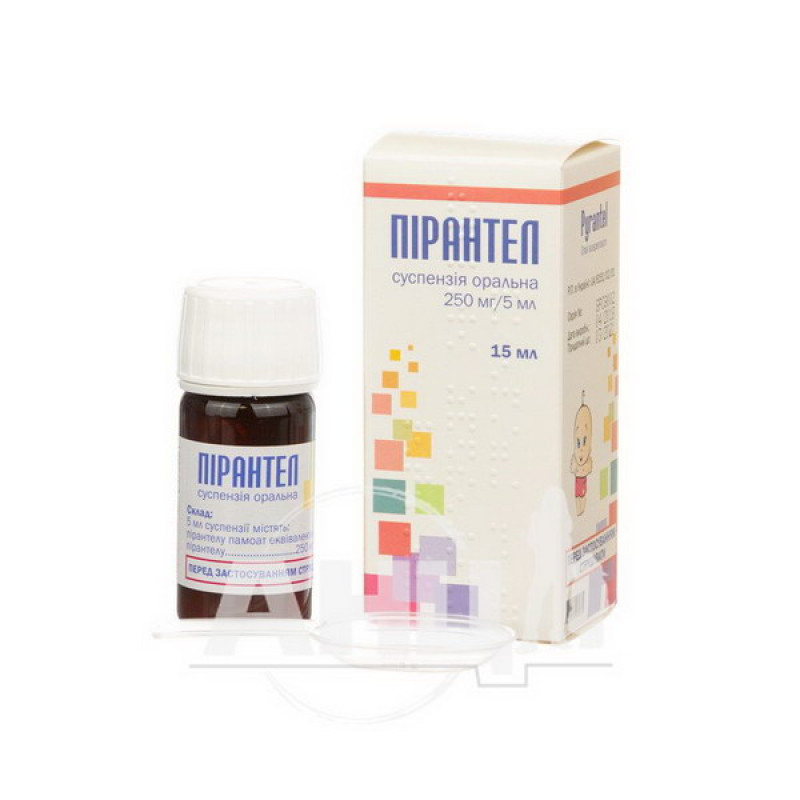 Pyrantel oral suspension 250 mg/5 ml bottle 15 ml