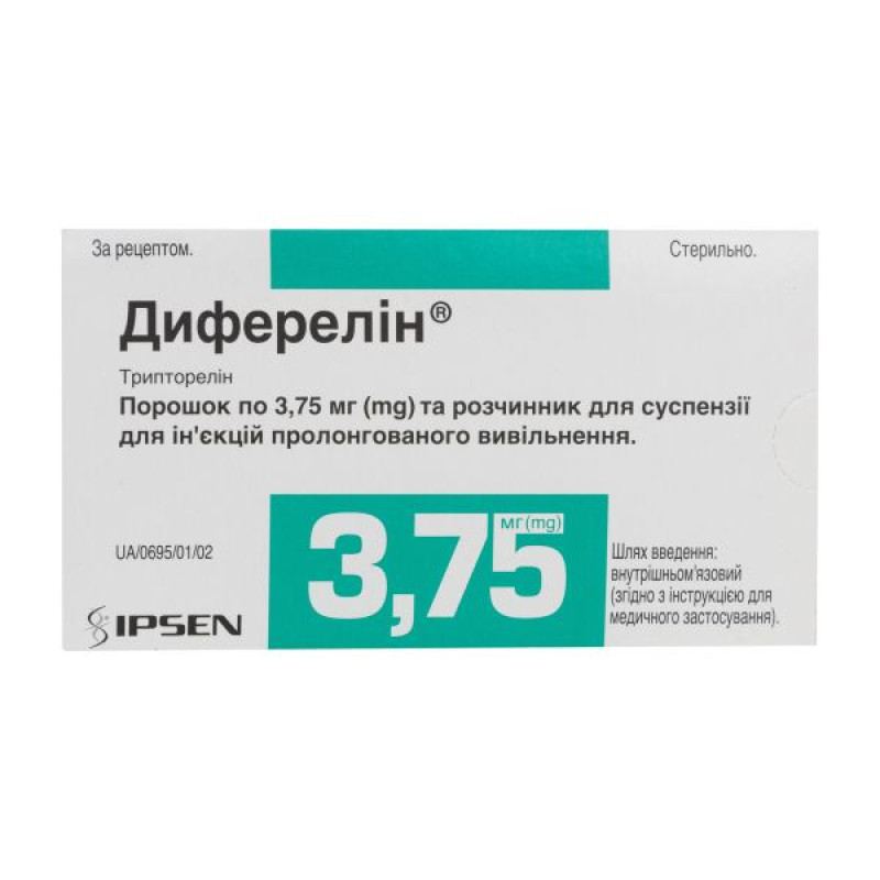 Диферелин порошок для приготовления суспензии для инъекций 3,75 мг флакон растворитель 2 мл ампула шприц 2 иглы №1