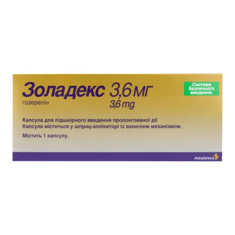 Zoladex capsules for subcutaneous administration, prolonged action, 3.6 mg, syringe applicator No. 1