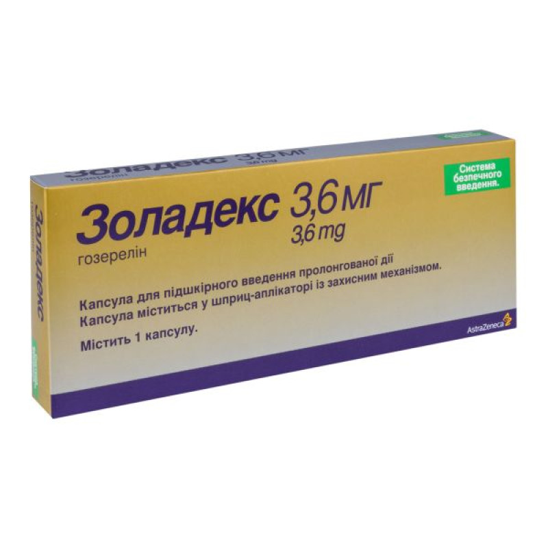 Zoladex capsules for subcutaneous administration, prolonged action, 3.6 mg, syringe applicator No. 1