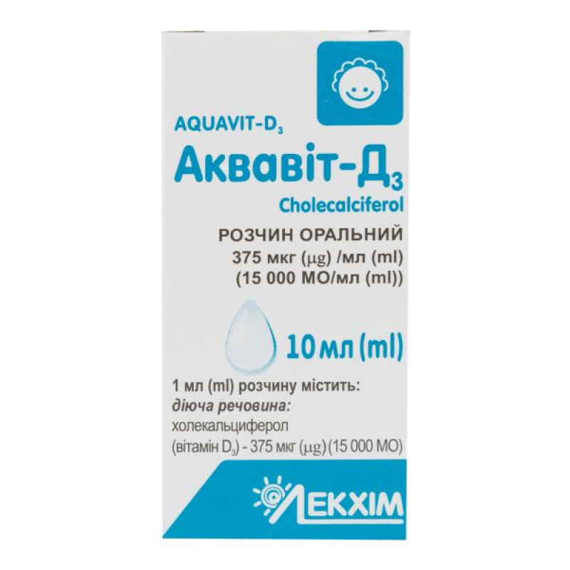 Aquavit-D3 oral solution 375 mcg/ml bottle 10 ml