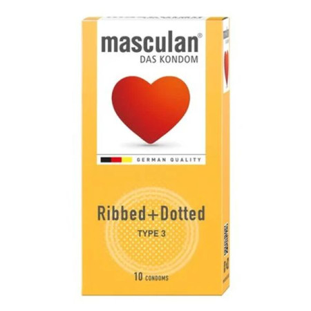 Презервативи Masculan Ribbed+Dotted Nип 3 з кільцями та пухирцями №10