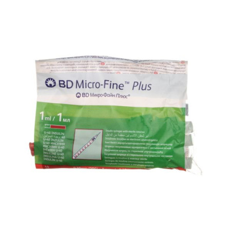 Insulin injection syringe BD Micro-Fine Plus 1 ml U-40 with needle 30G (0.3 mm x 8 mm) No. 10