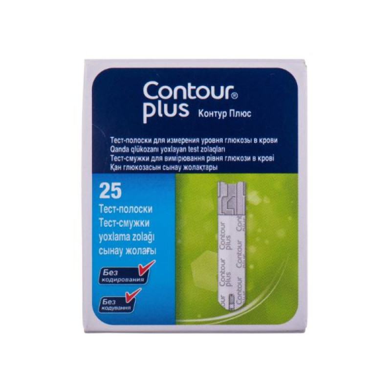 Test strips for Bayer Contour Plus glucometer No. 25