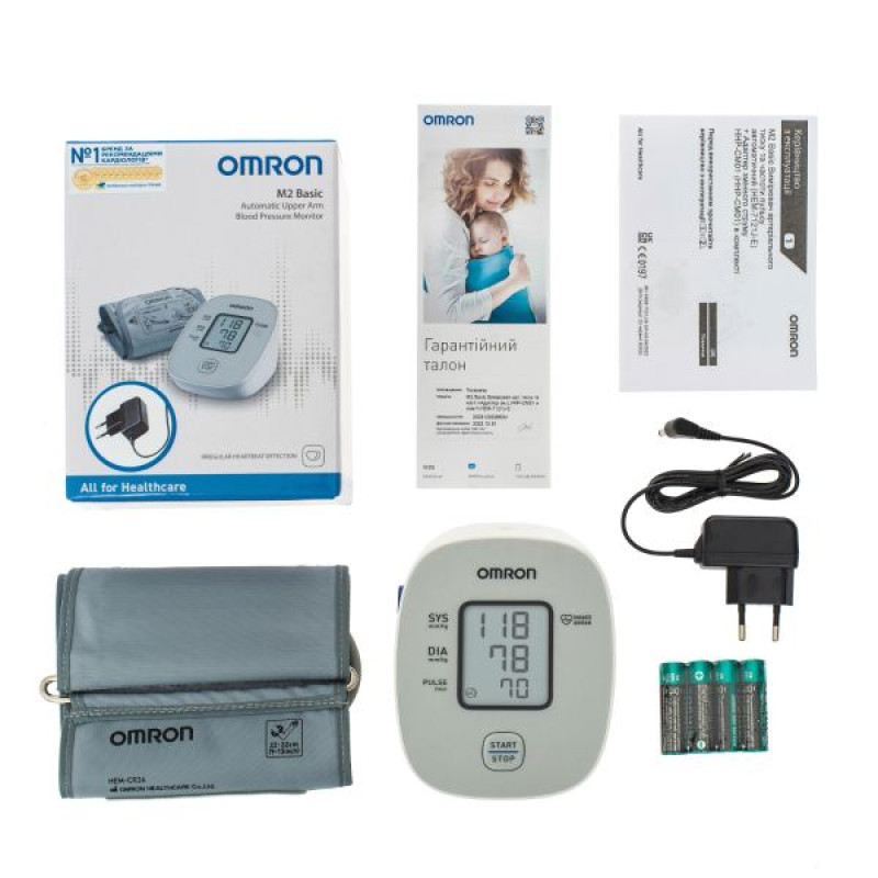 Automatic tonometer OMRON M2 Basic HEM-7121J-E with adapter HHP-CM01, cuff 22-32 cm
