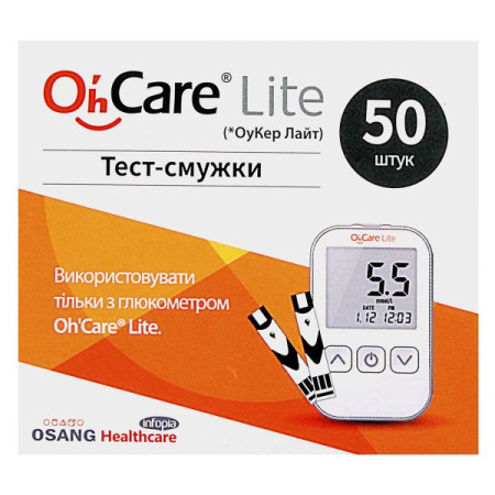 Тест-смужки Oh`Care Lite для визначення глюкози в крові №50