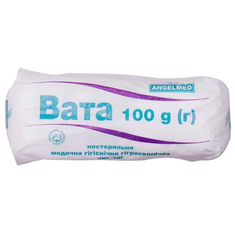 Medical hygroscopic cotton wool, non-sterile, roll type, 100 g