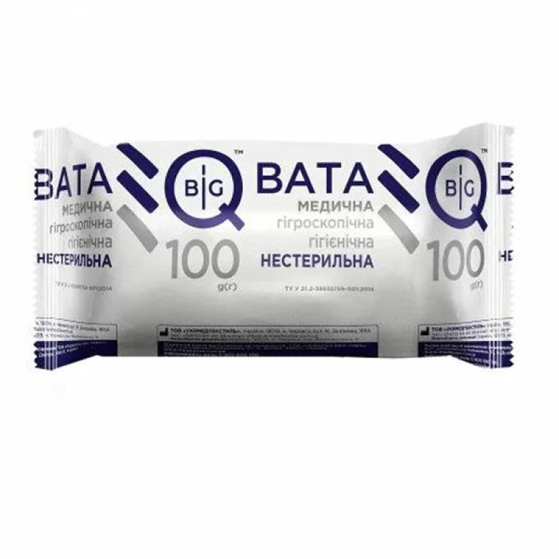 Вата медична нестерильна BigQ ролик 100 г