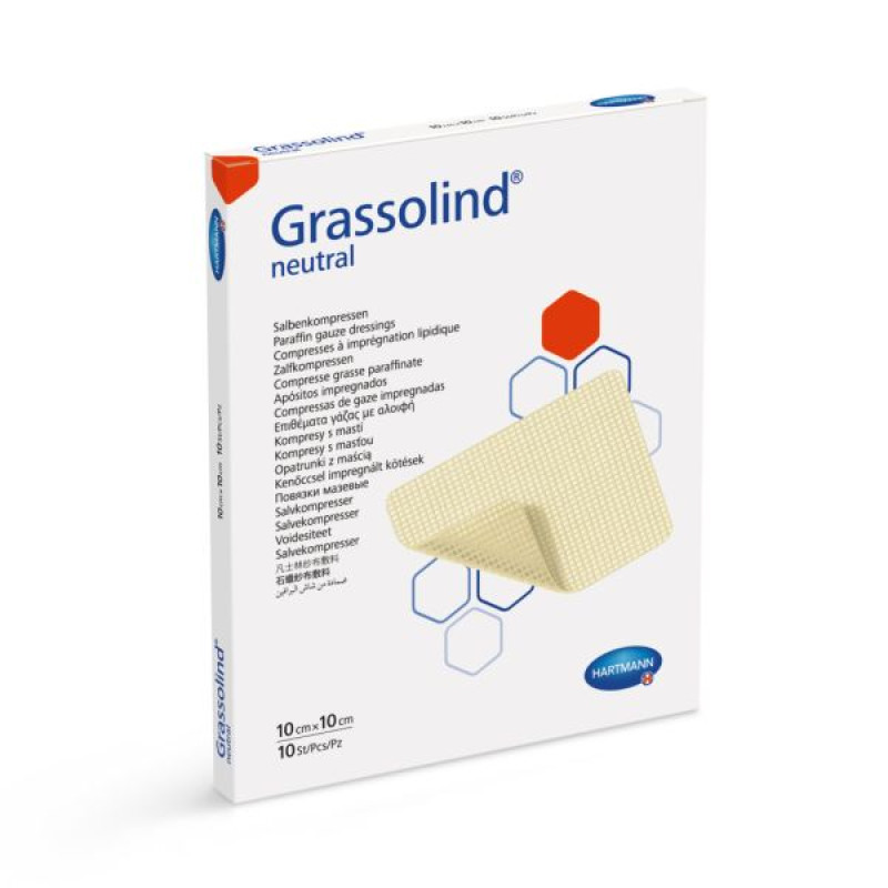 Atraumatic ointment bandage Grassolind neutral 10 cm x 10 cm No. 10
