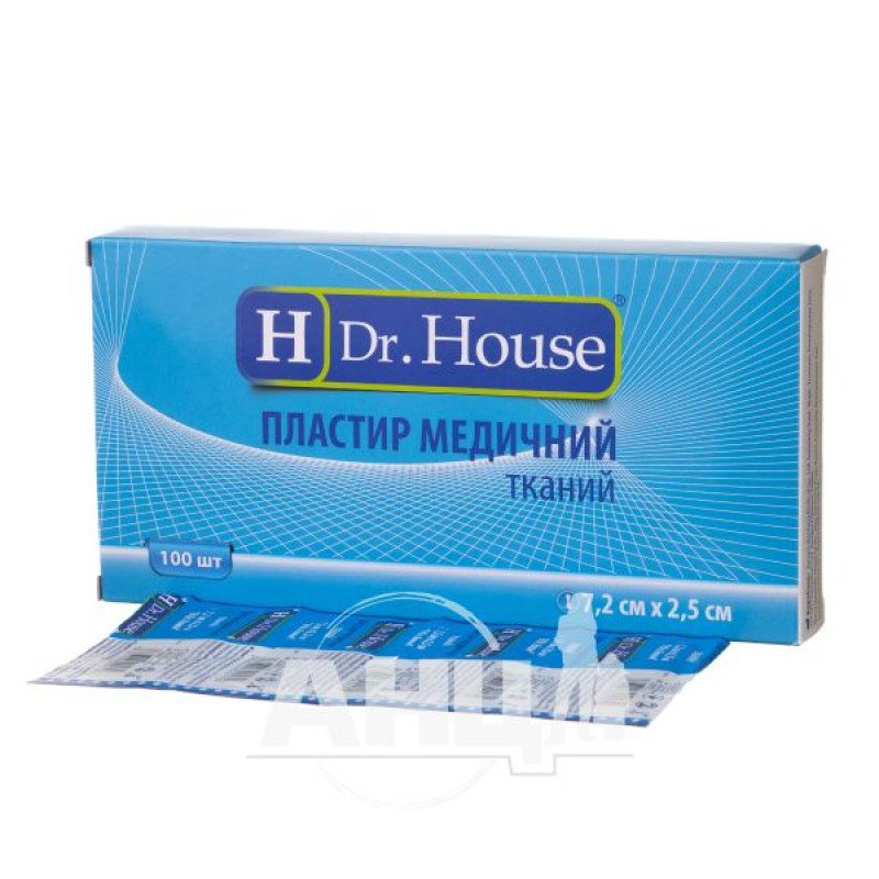 Пластир медичний бактерицидний Dr.House тканий 7,2 см х 2,5 см