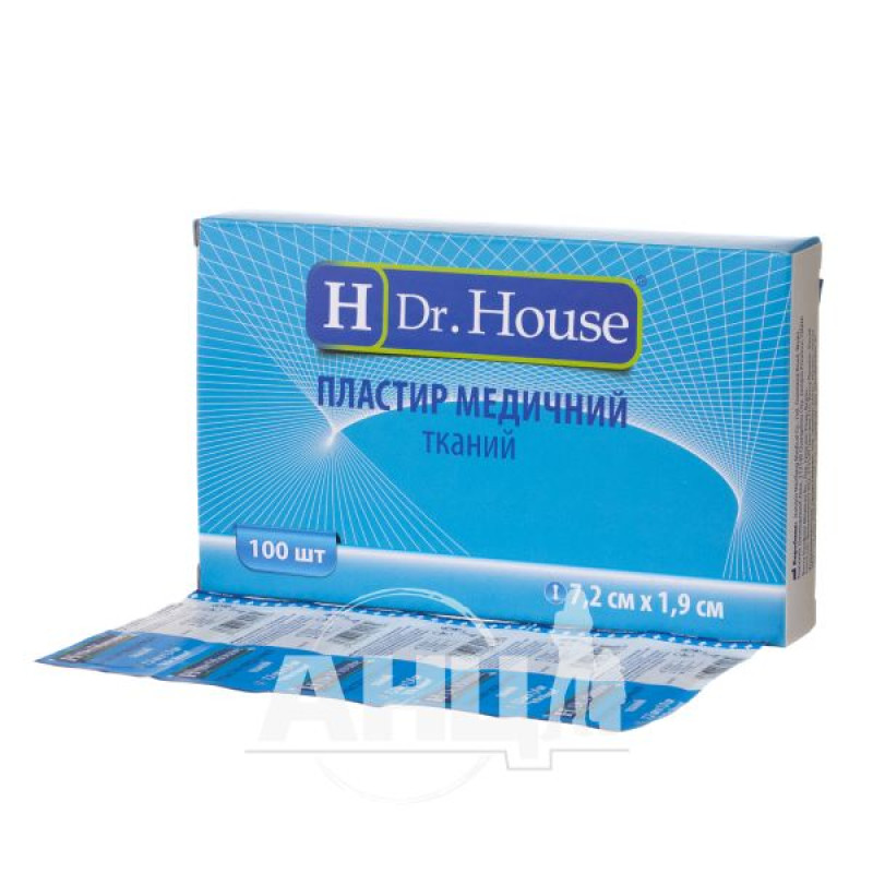 Пластир медичний бактерицидний Dr.House тканий 7,2 см х 1,9 см