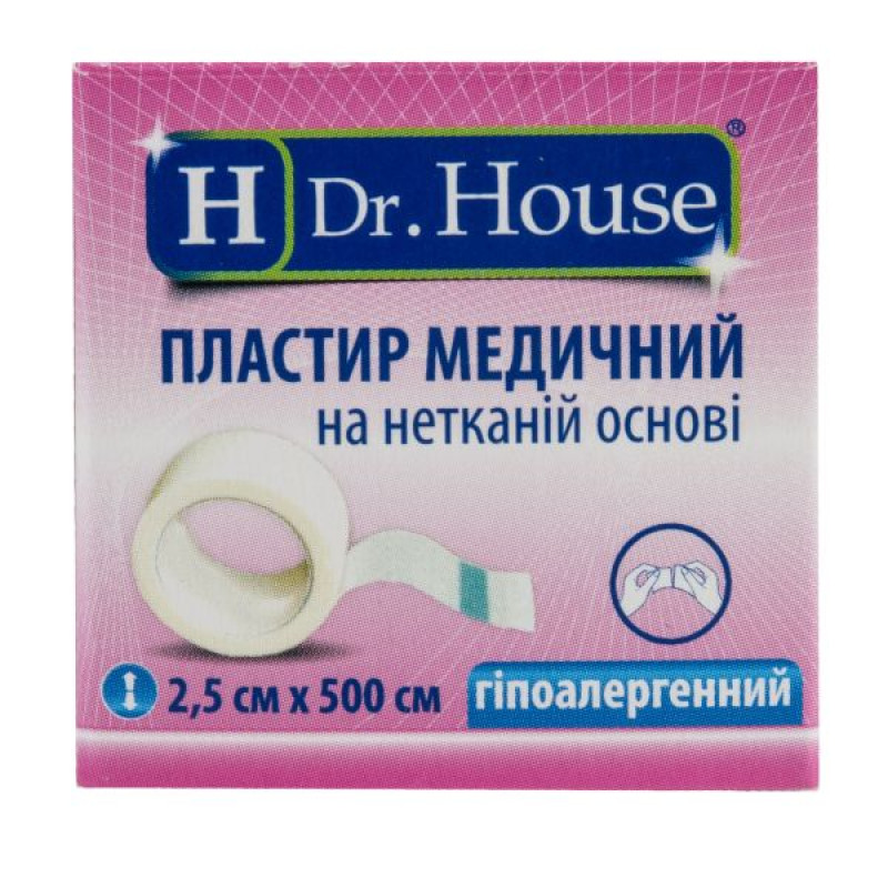 Пластир медичний Dr.House 2,5 см х 500 см на нетканій основі