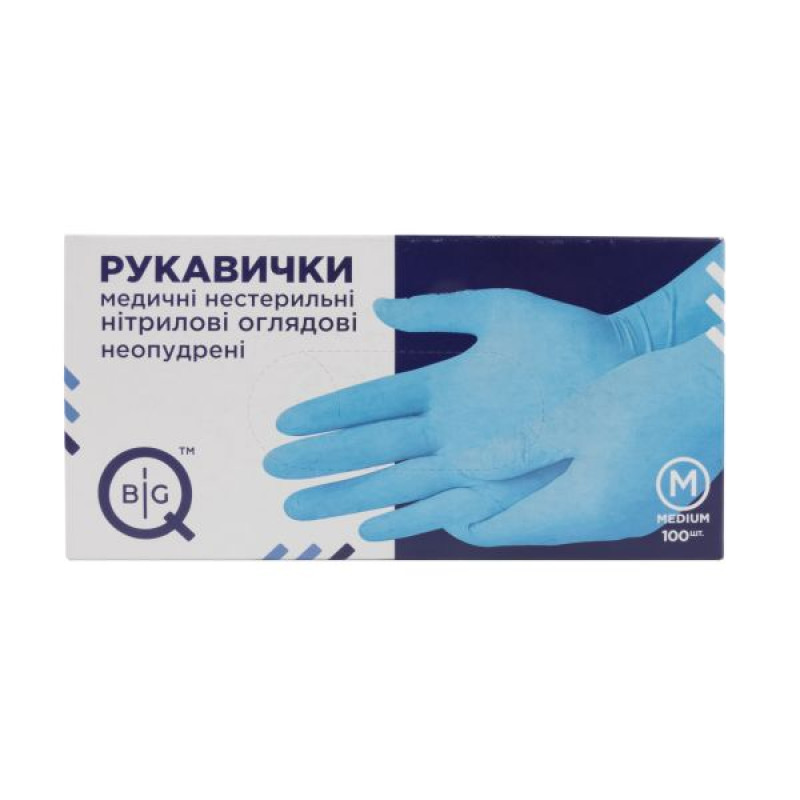 BigQ non-sterile nitrile powder-free medical examination gloves, size M, No. 100 (50 pairs)