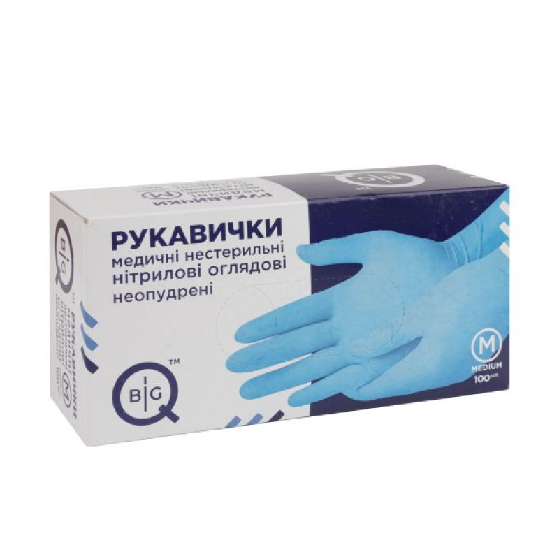 BigQ non-sterile nitrile powder-free medical examination gloves, size M, No. 100 (50 pairs)