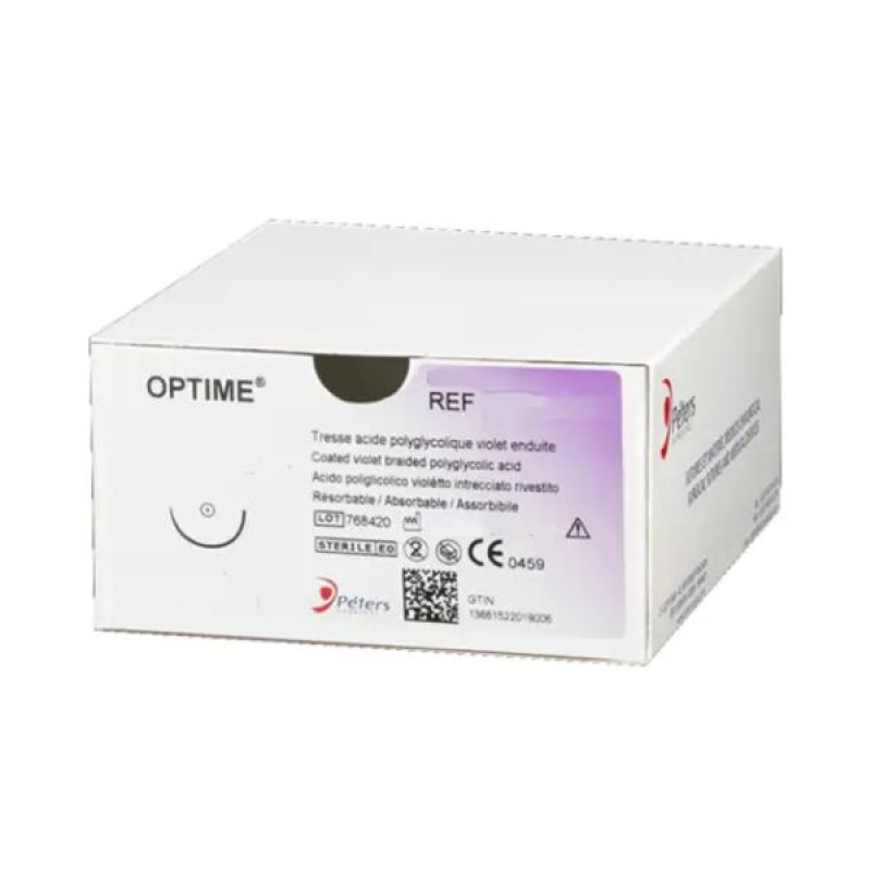 Хірургічна нитка Optime1 (Вікрил), ріжуча голка 40 мм, 1/2 кола, 90 см 18S40L