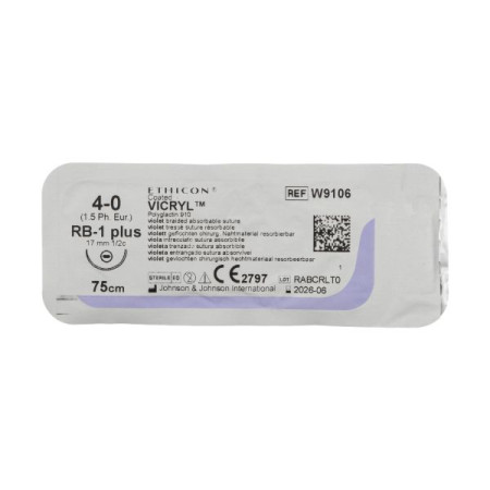 Vicryl W9106 purple No. 4/0 length 75 cm barbed needle 16/17 mm circumference 1/2