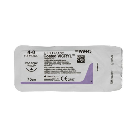 Vicryl W9443 purple No. 4/0 length 75 cm cutting needle 16 mm circumference 3/8