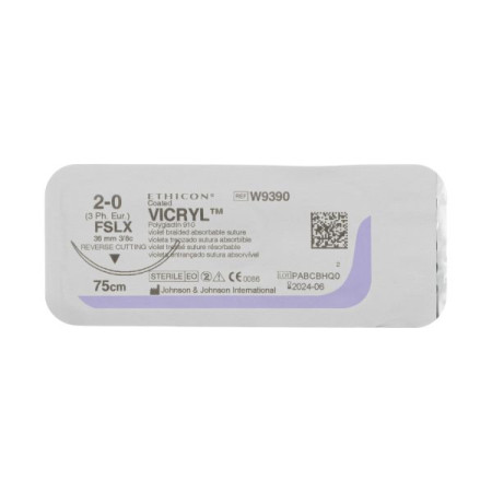 Vicryl W9390 purple No. 2/0 length 75 cm needle back-cutting 36 mm circumference 3/8