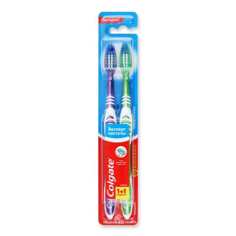 Зубная щетка Colgate Эксперт Чистоты 1+1 средней жесткости