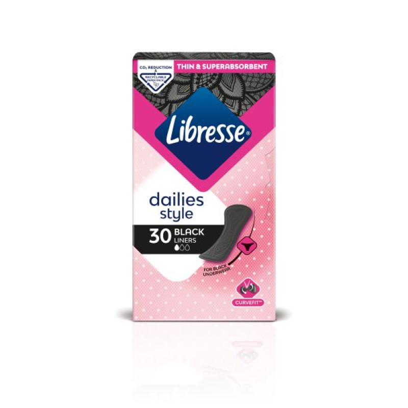 Ежедневные гигиенические прокладки Libresse Panty Liners Normal черный №20