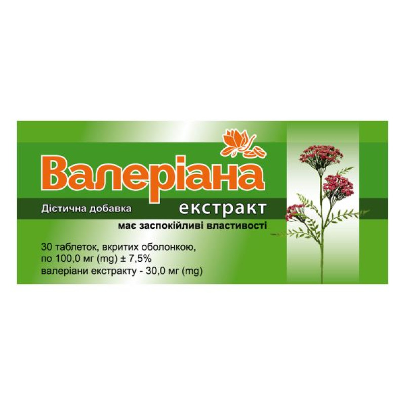 Valerian extract 30 mg film-coated tablets No. 30
