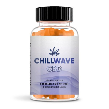 CBD ChillWave ЧіллВейв канабідіол 25 мг зі смаком апельсину з цукром жувальні пастилки №30