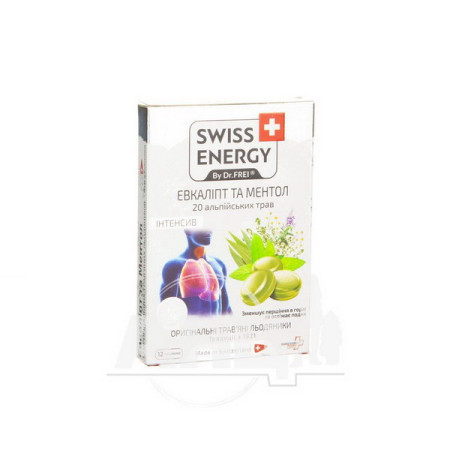 Swiss Energy herbal throat lozenges 20 alpine herbs eucalyptus and menthol No. 12
