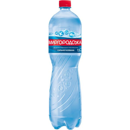 Mineral drinking water, therapeutic and table, Myrhorodska, highly carbonated, 1.5 l