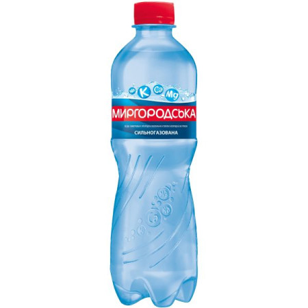 Mineral drinking water, therapeutic and table, Myrhorodska, highly carbonated, 0.5 l