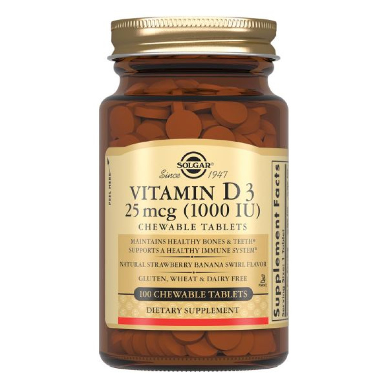 Solgar Витамин D3 1000 МЕ таблетки жевательные 400 мг №100