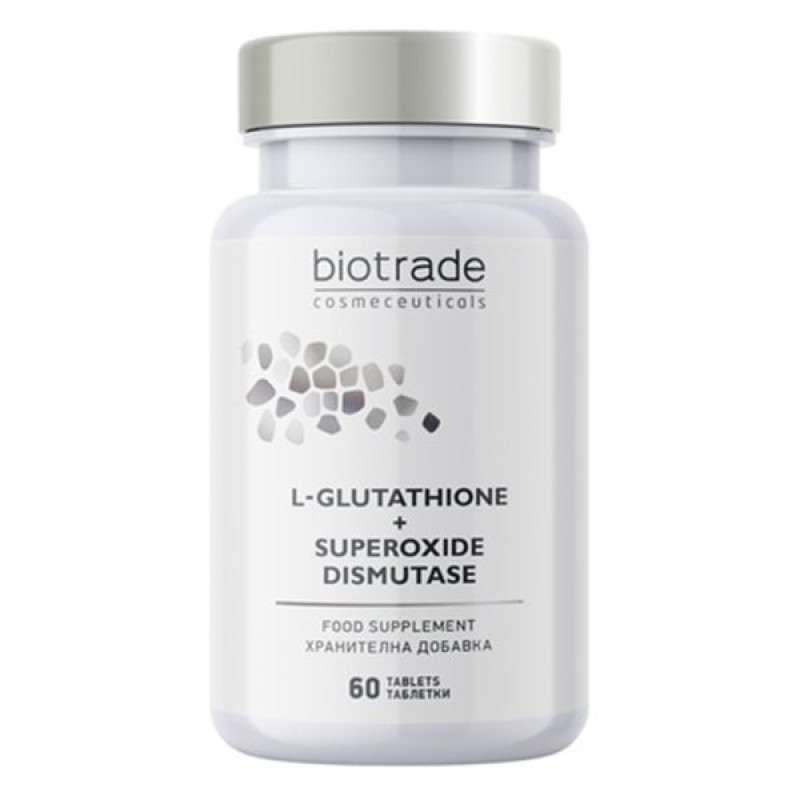 Антиоксидантный комплекс для омоложения и против пигментации Biotrade L-Glutathione 200 мг + Superoxide Dismutase №60