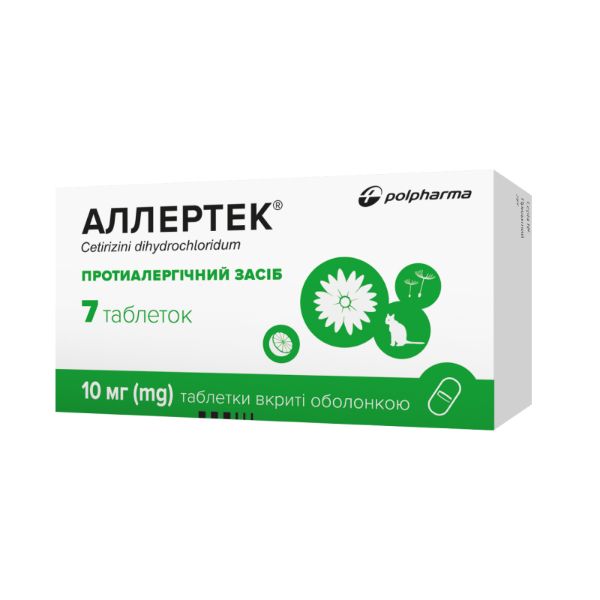 Allertec film-coated tablets 10 mg No. 7. Price, buy, description ...